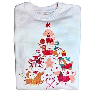 Dog Christmas Tree Sweatshirt • Holiday Puppies Graphic Cozy Crewneck